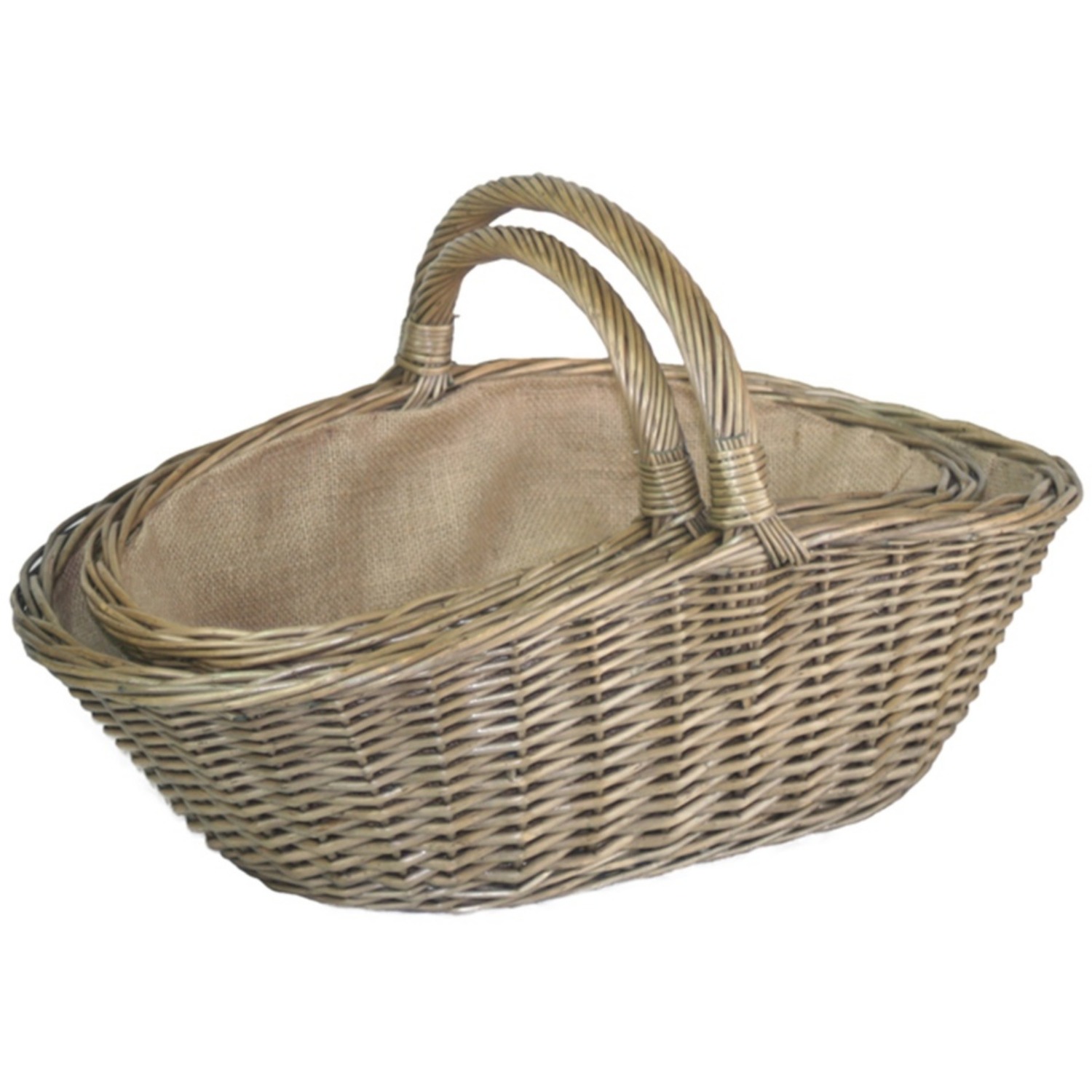Antique Wash Harvesting Wicker Basket - Grey / 30cm / 2