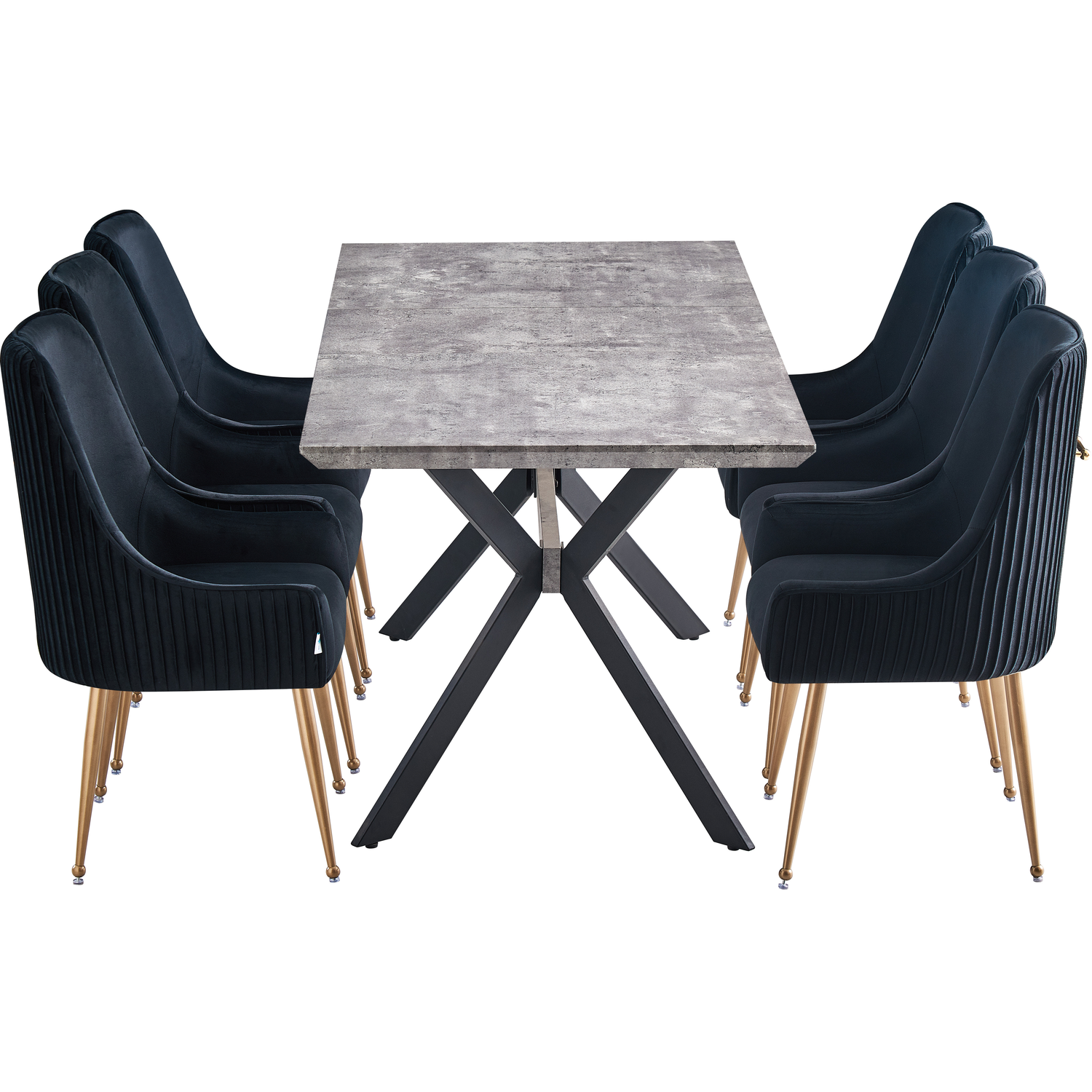 Soho Blaze Lux Dining Set Includes A Table And 6 Velvet Upholstered Chairs - Black