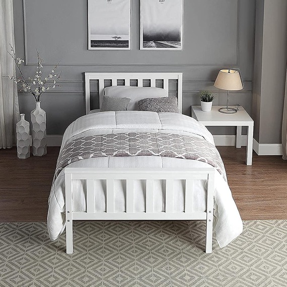 Single Bed Frame White Wooden Bed Frame