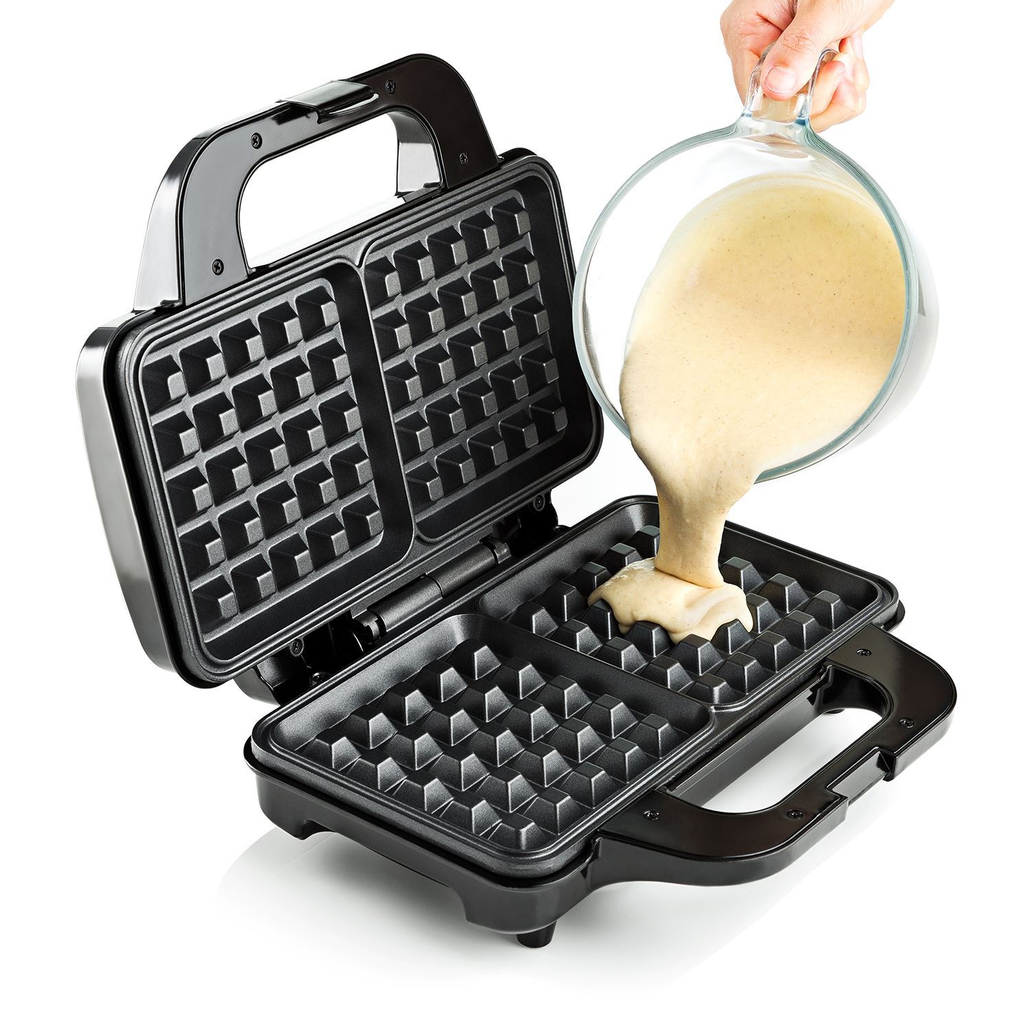 Image of Square Non-Stick Iron Waffle Maker 1000W - Black