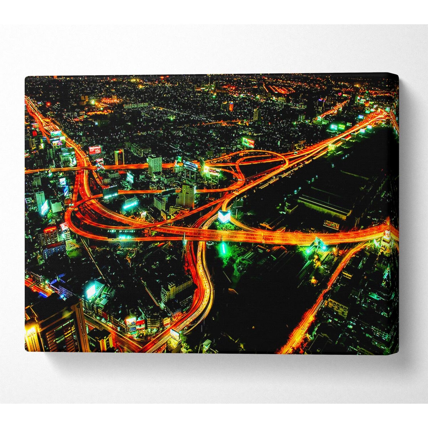 Wallart-Direct - City Nightways Canvas Print Wall Art - Yellow / 101.6cm thumbnail