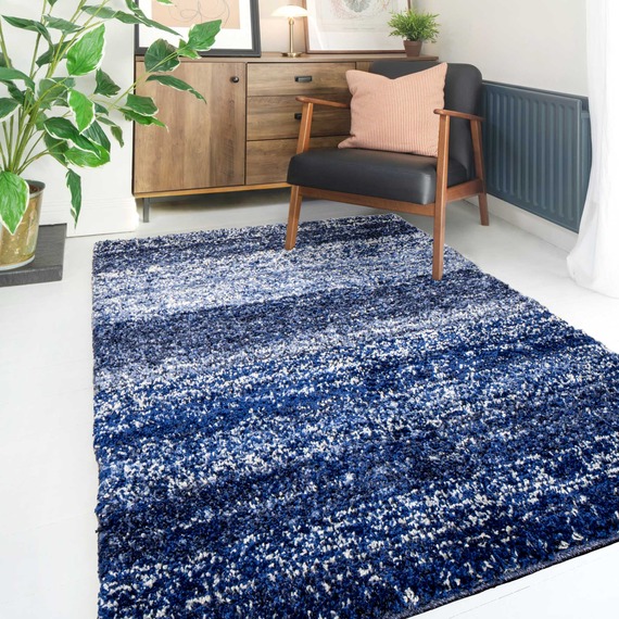 Super Soft Mottled Striped Shaggy Rug