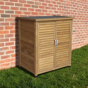 Light Brown Wooden Garden Storage Tool Shed with Internal Shelves Fir Wood Louvre Door shot 3136413