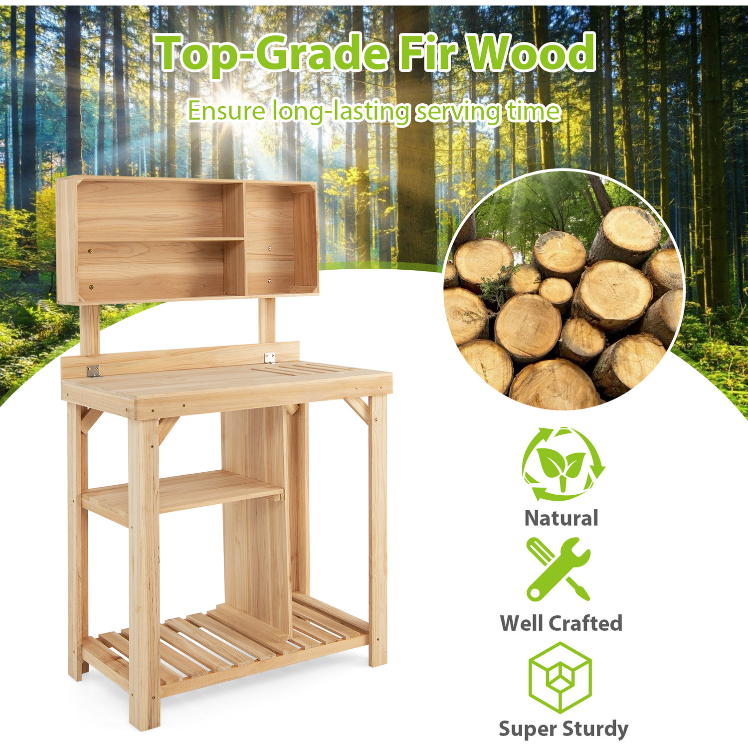 Wooden Potting Table Garden Bench Greenhouse Staging Shelf Decking Work Station