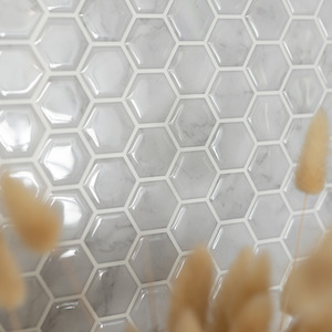 Hexagon Marble Grey 3D Epoxy Tile Stickers