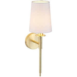 Florence Wall Lamp Satin Brass Plate Vintage White Fabric