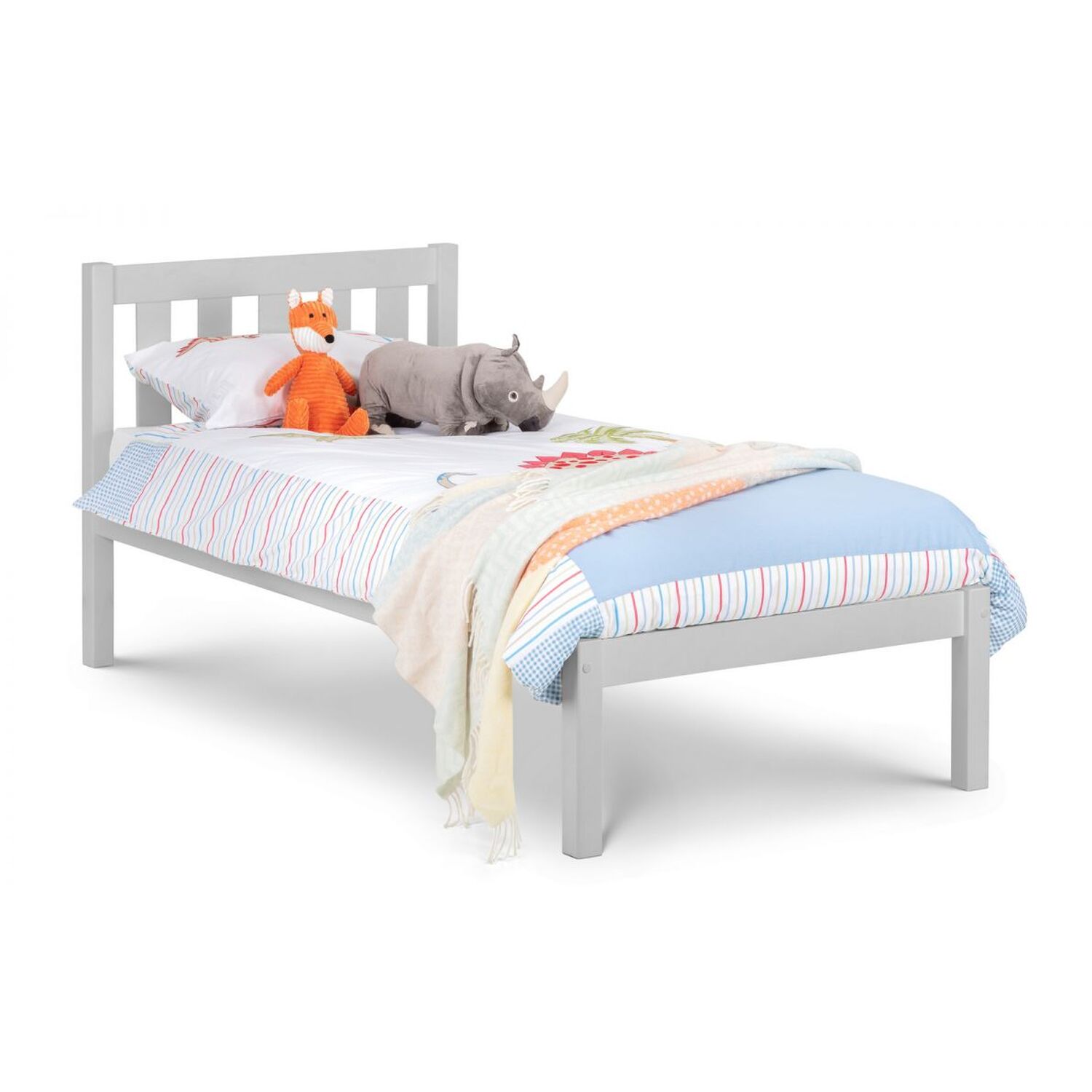 Solid Pine Low Foot End Bed - Dove Grey Double