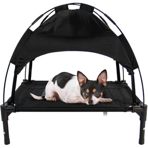 Elevated Dog Bed with Canopy in Black