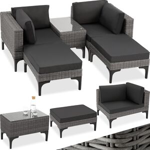 Rattan Lounge Set Bellaria 2 Chairs, 2 Stools, 1 Side Table