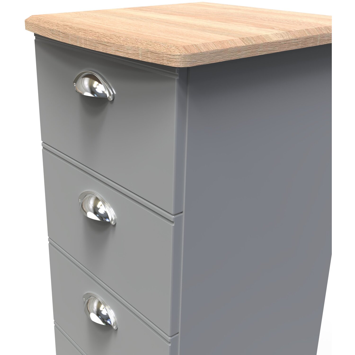 Victoria Fully Assembled 5 Drawer Bedside Cabinet - Dusk Grey Riviera Oak