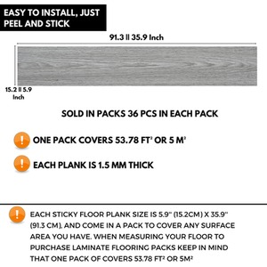 Grey Oak Self-Adhesive Floor Planks Pack of 36 Vinyl Flooring  shot 5718094