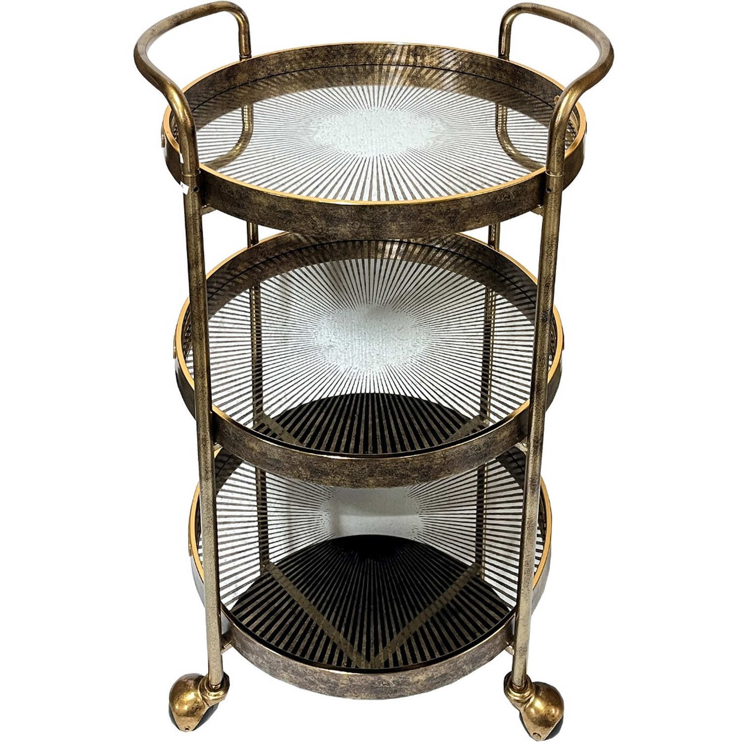 Gold Rustic 3 Tier Drinks Trolley - Gold