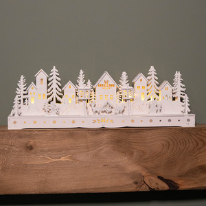 Battery Operated Light up Wooden House Scene