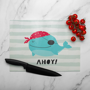 Ahoy! Whale Glass Chopping Board-large