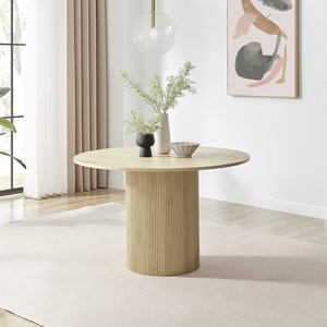 Penrose Wooden Pillar Base Dining Table Veneer