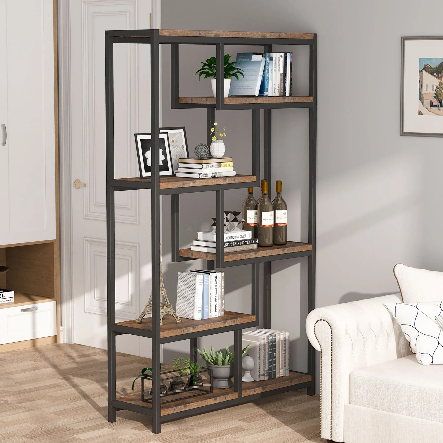 Inudstrial Metal and Wood Bookcase