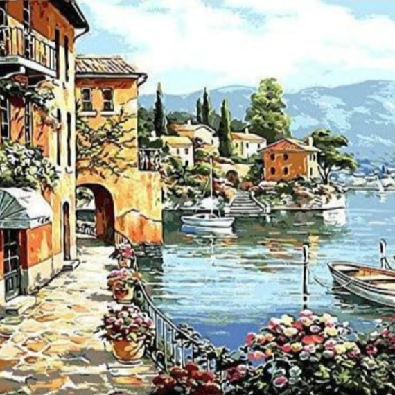 France Harbor Painting by Numbers Kit