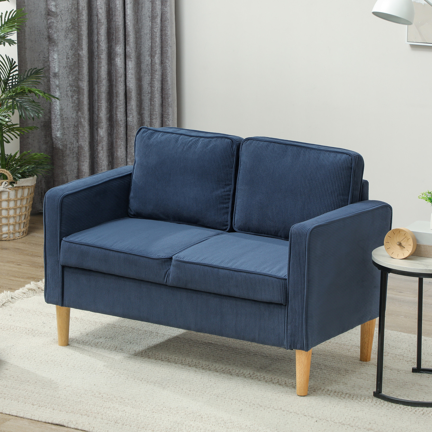 HOMCOM Compact 2 Seater Sofa with Under Seat Storage