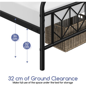 Black / Single Diamond Pattern Metal Bed Frame shot 7449040