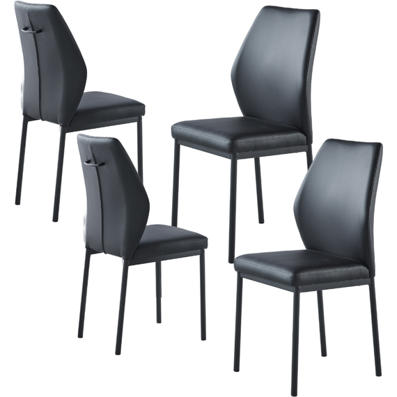 Set of 4 Sandro Faux Leather Dining Chairs in Black and Grey