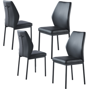 Set of 4 Sandro Faux Leather Dining Chairs in Black and Grey