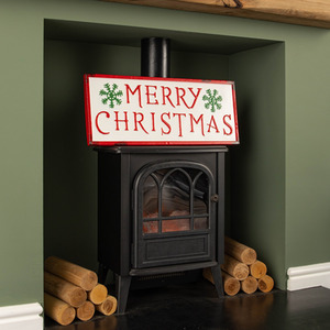 Merry Christmas Metal Sign with Snowflake