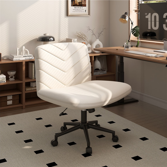 Yaheetech Rolling Desk Chair Makeup Chair with Extra Wide Seat