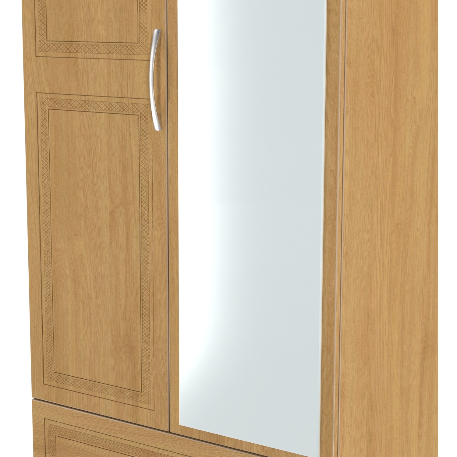 Dorset Ready Assembled 2 Door 2 Drawer Mirror Wardrobe - Modern Oak
