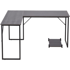 L-Shaped Computer Desk with PC Case Tray