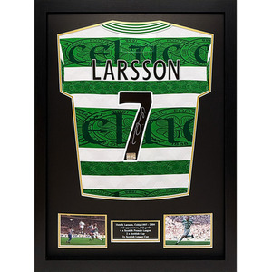 Henrik Larsson Signed and Framed 1996 Celtic Shirt