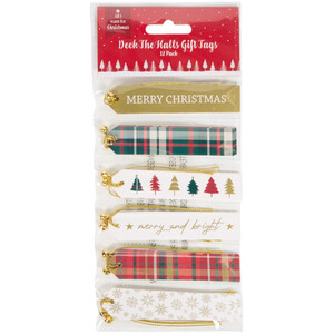 Pack of 12 Deck the Halls Luxury Gift Tags