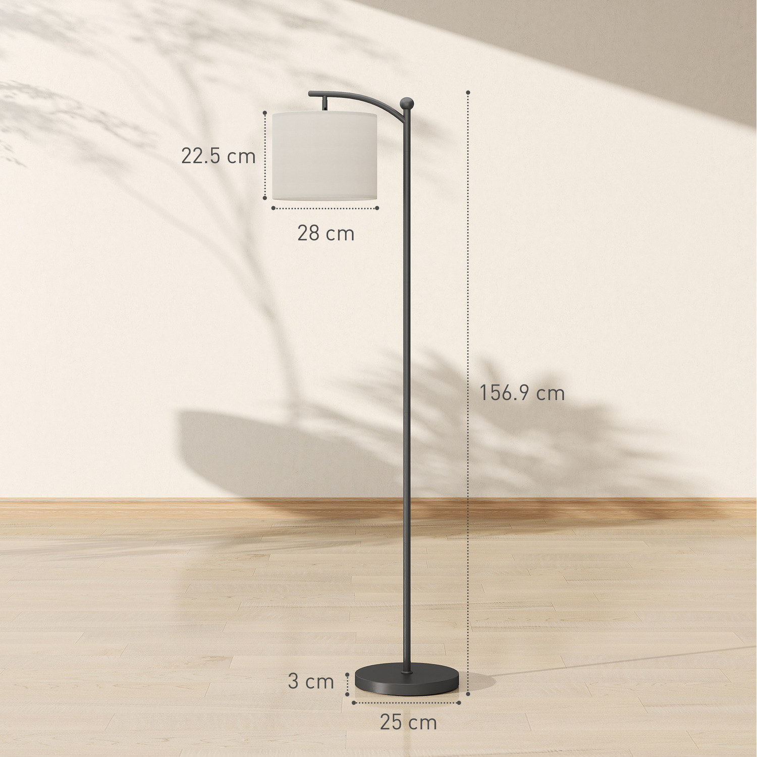HOMCOM LED Floor Lamp with Remote Control for Living Room - black