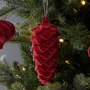 Flocked Pinecone Tree Decoration