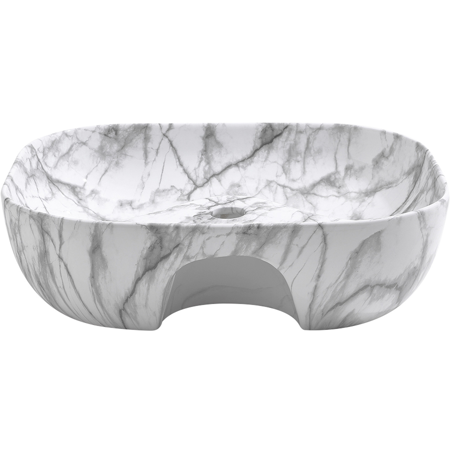 Rectangular Marble Effect Ceramic Bathroom Basin