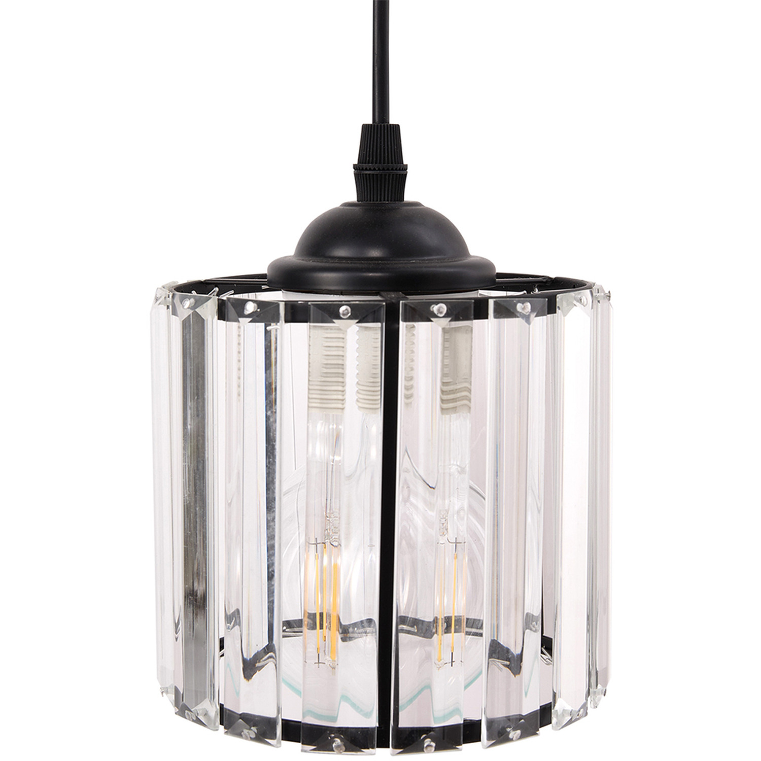 Livingandhome 6-light Cylinder Lampshade Crystal Chandelier - Black