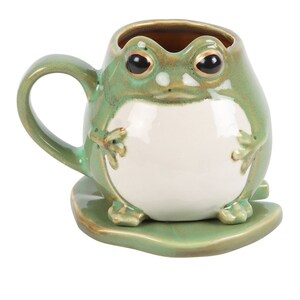 Frog Mug With Lily Pad Saucer Whimsical Drinkware Delight
