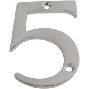 Dzina Satin Chrome Door Number 5 for Wooden and Composite Doors