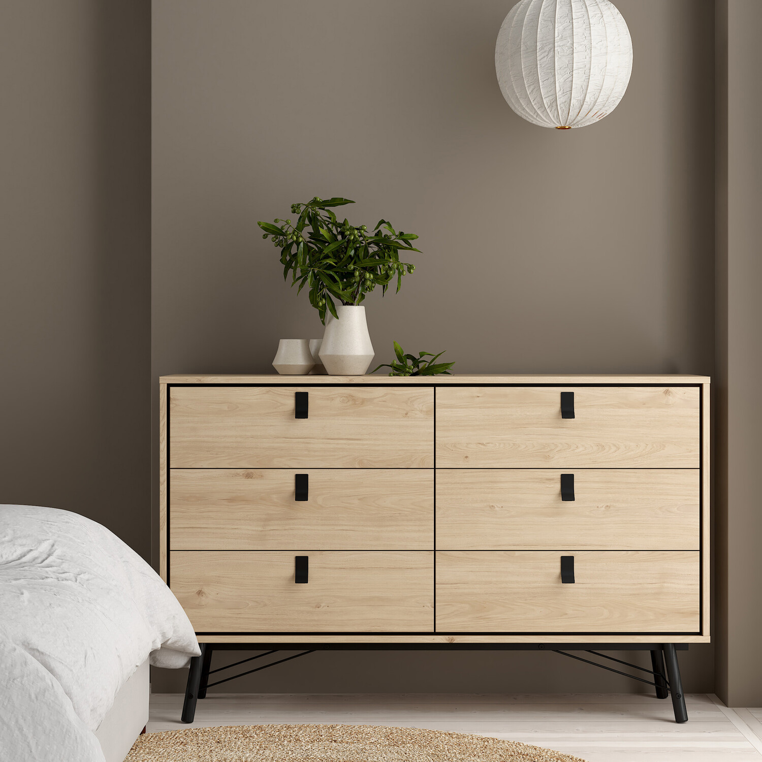 Ry Wide Double Chest Of Drawers - Hickory Oak