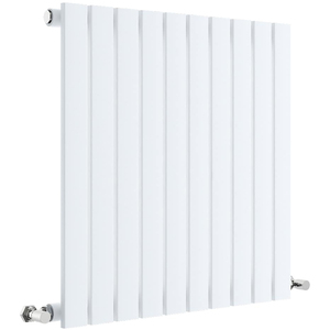 Square Horizontal Single Panel Radiator 1361 BTU Satin White 600x586mm