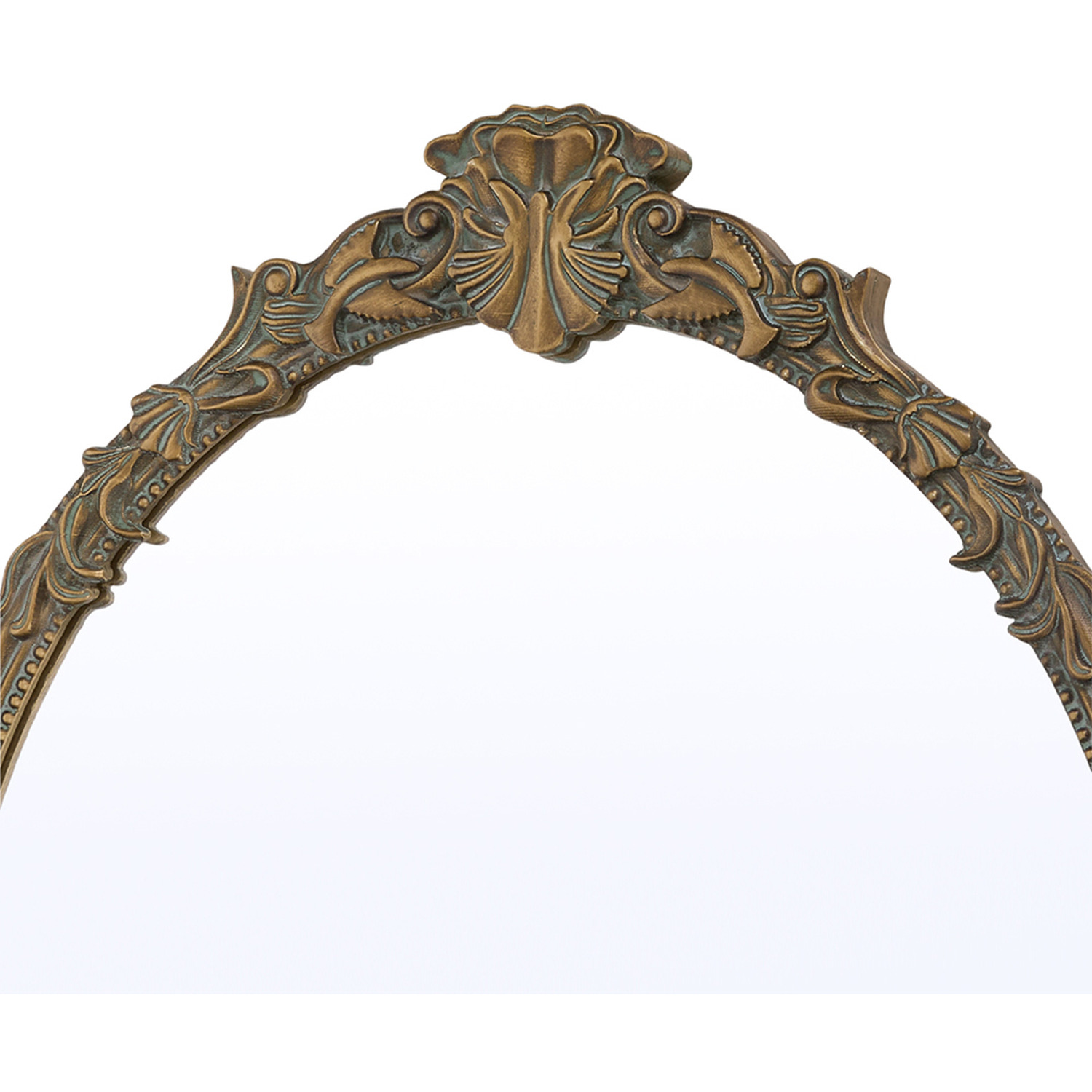 Oval Decorative Mirror With Carved Frame - Gold