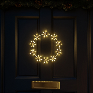 Xmas Haus 36cm 60Warm White Led Metal Ring 3M Lead Outdoor