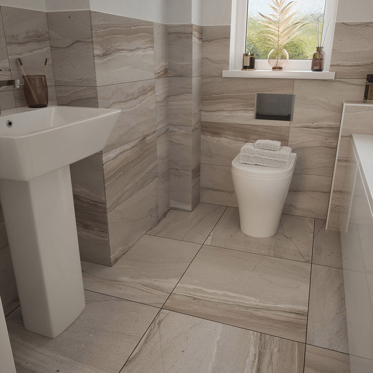 Johnson Tiles Haven Natural Floor and Wall Tile Sample - Pebble