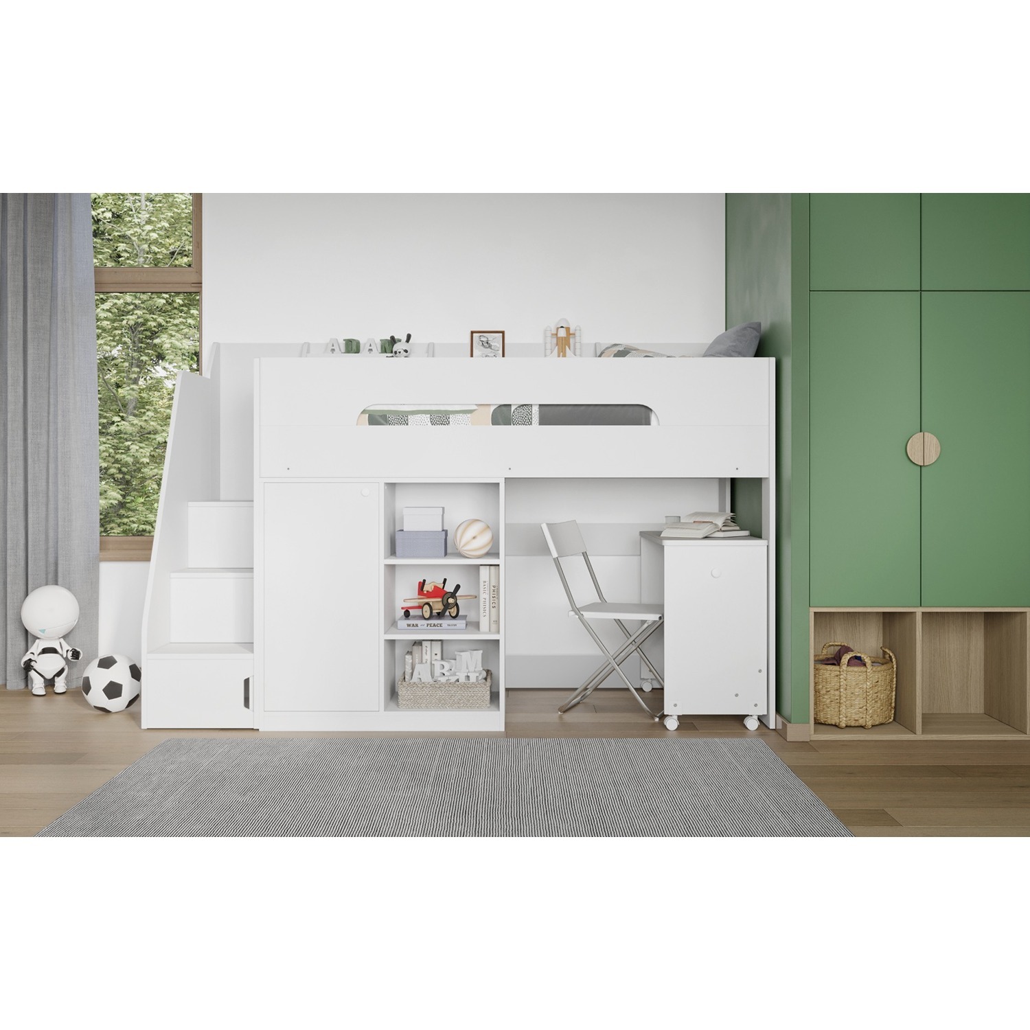 Stepaside High Sleeper Workstation White - White