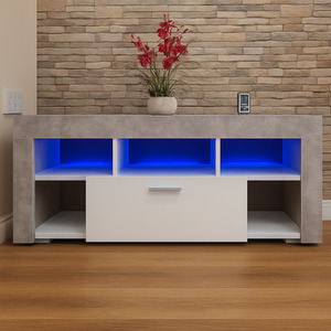 TV Cabinet Stone Grey LED lights tv stand