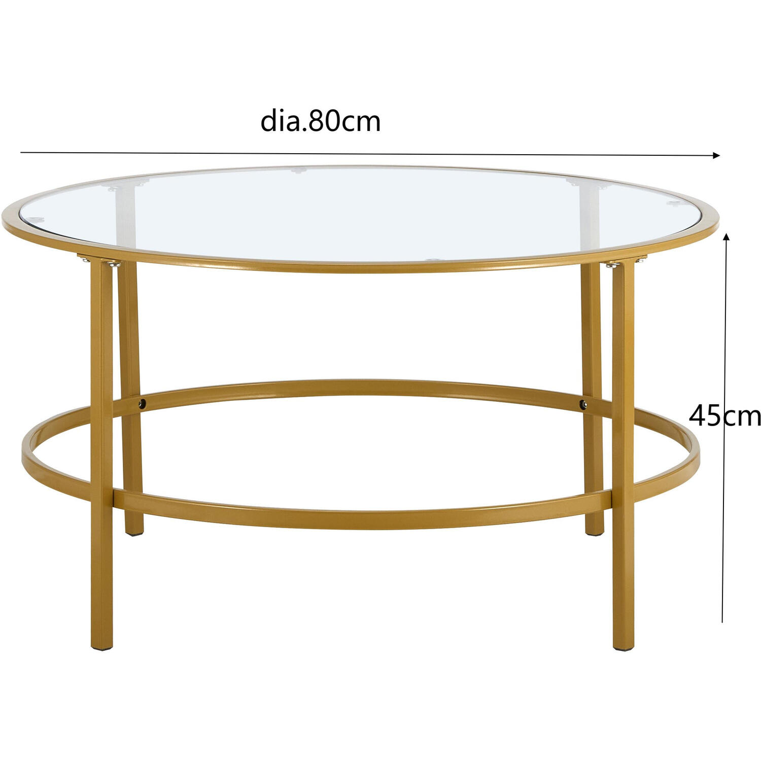 Round Coffee Table With Tempered Glass Top - Gold