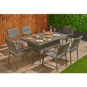 6 Seater Rattan Outdoor Table And Chairs Set Garden Furniture
