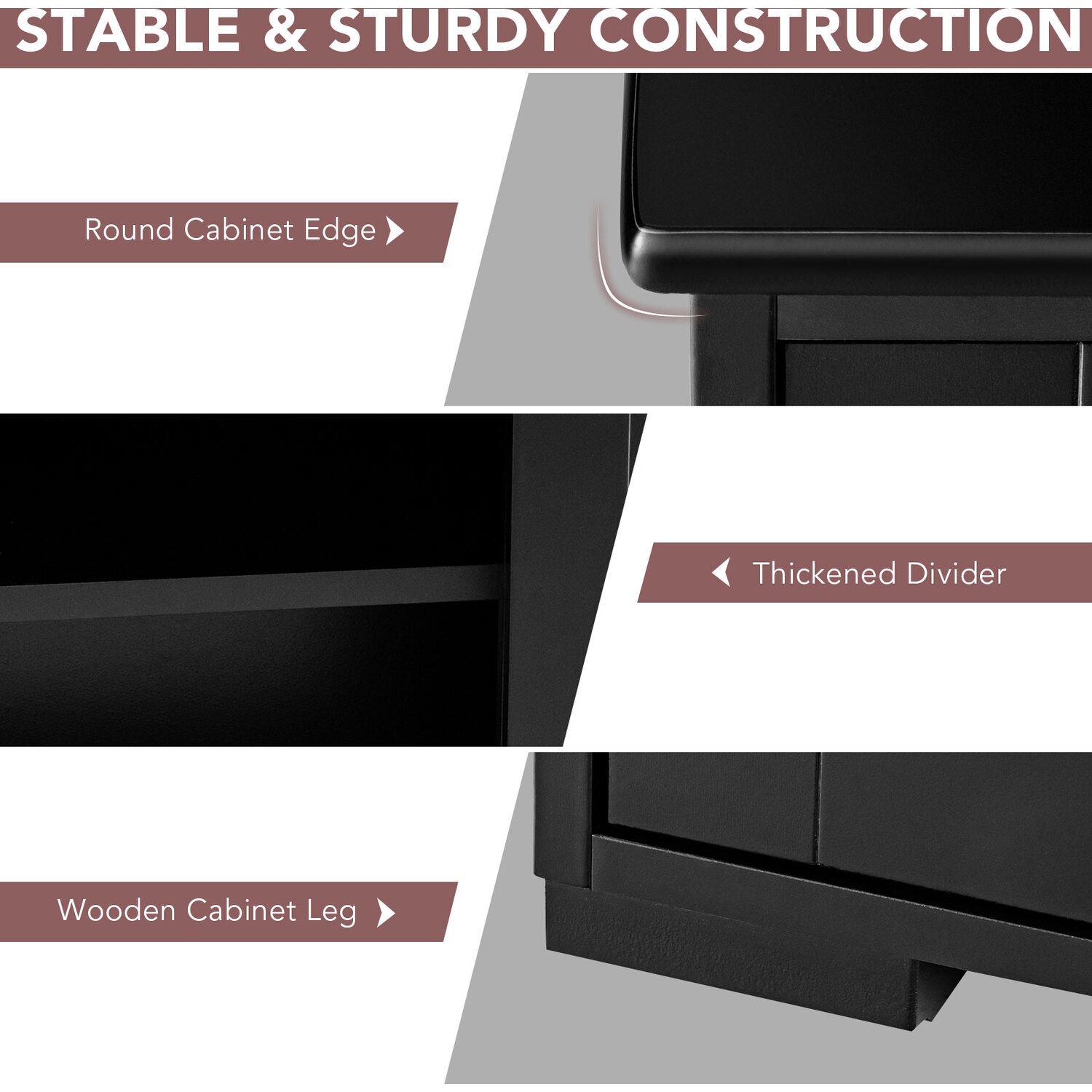 Buffet Sideboard Server Table - Black