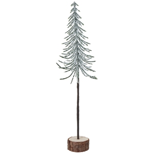 Snowy Spindle Tree In Rustic Log Base