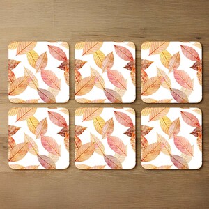 Autumn Toned Skeleton Leaves Coaster