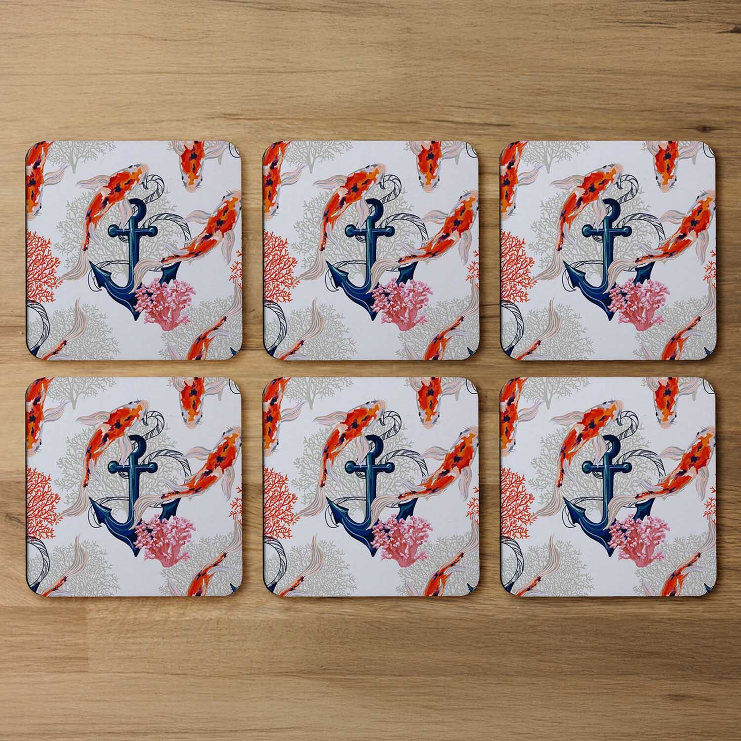 Image of Anchor Fish Coaster - Orange
